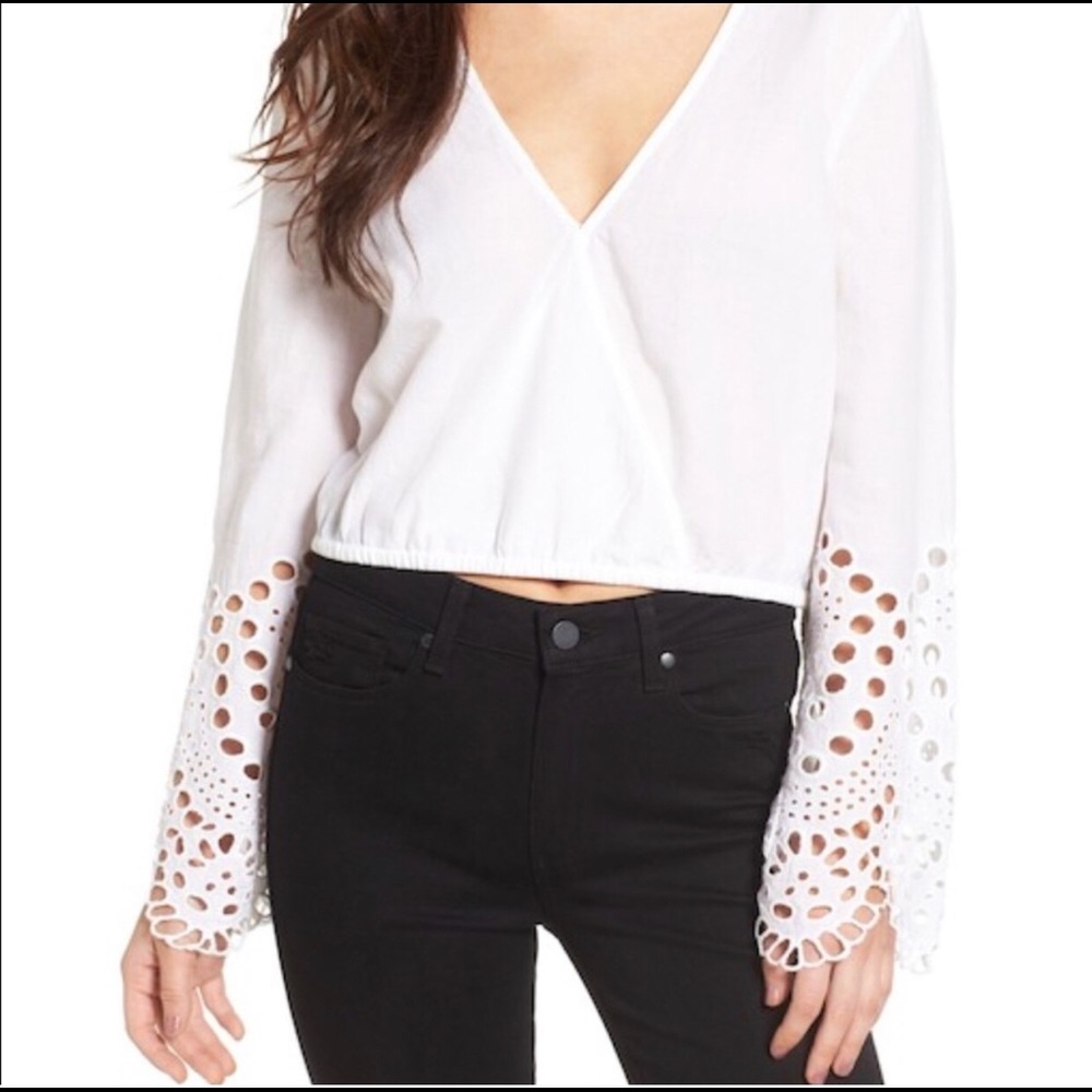 Bardot Daydreamer Embroidered Cotton Crop Top